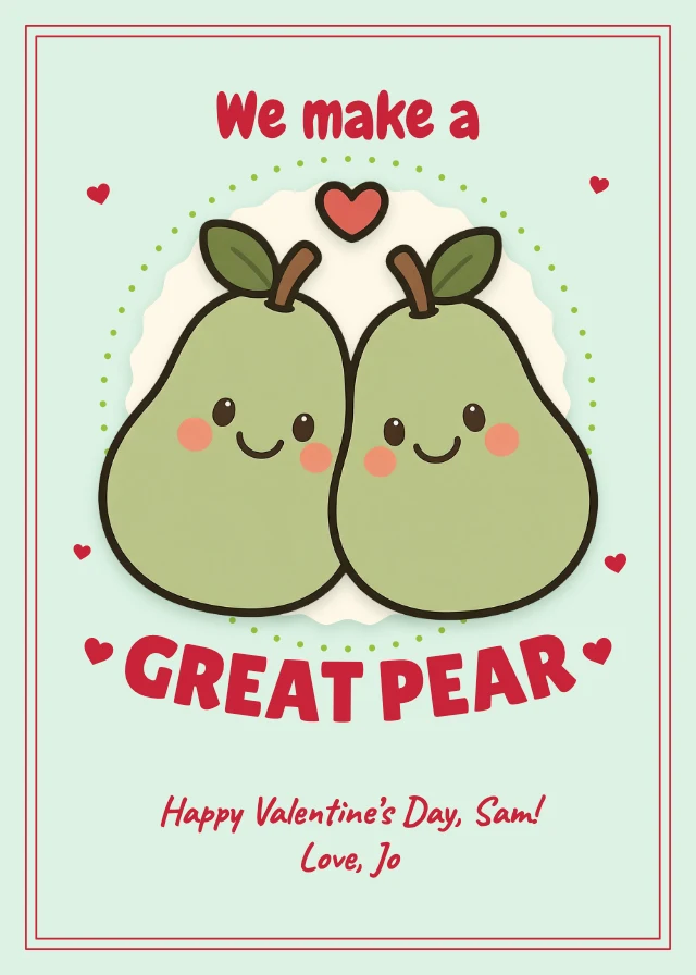 Funny pear Valentine’s card template