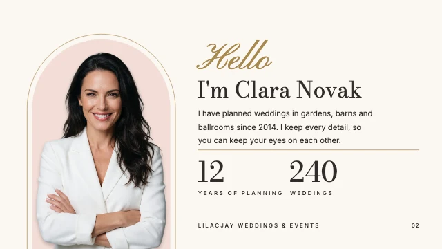 Wedding planner services presentation template, page 2 of 8