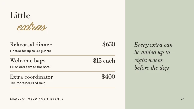 Wedding planner services presentation template, page 7 of 8