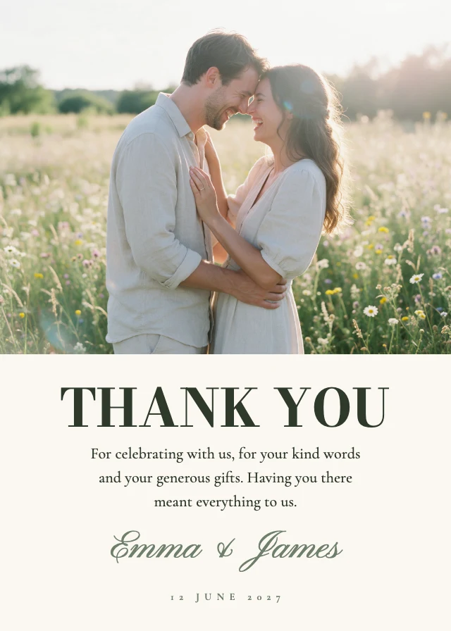 Wedding thank-you card template
