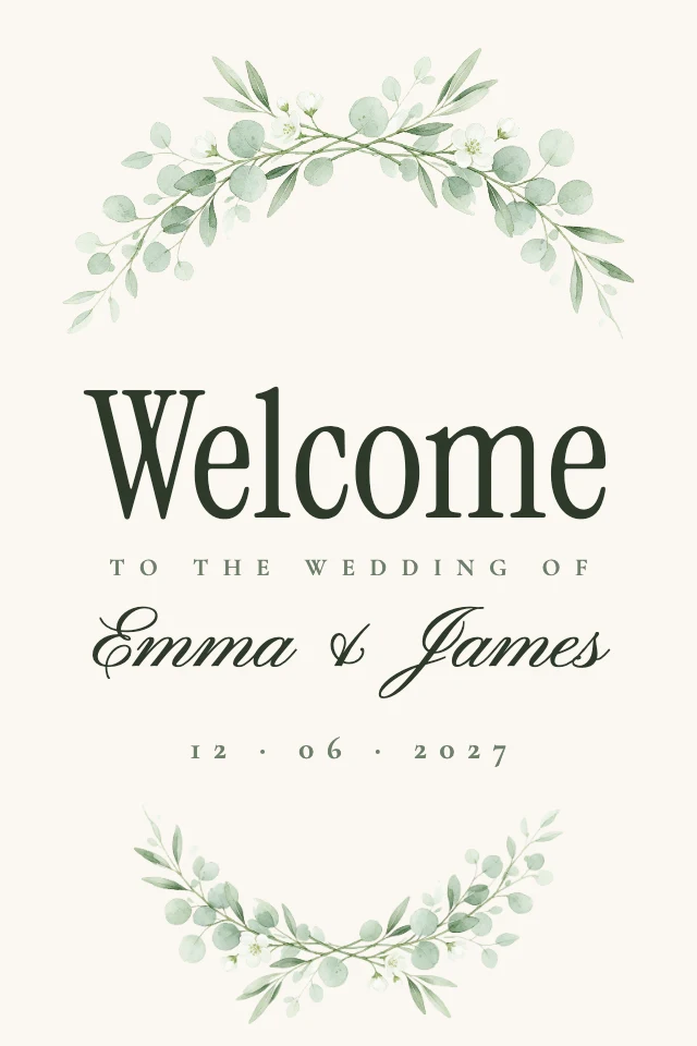 Wedding welcome sign template