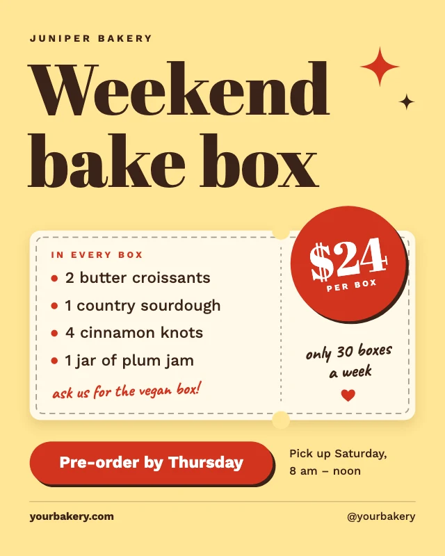 Bakery pre-order post template