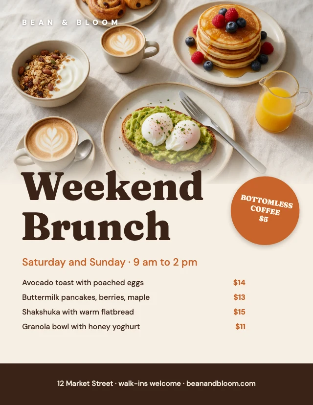 Weekend brunch flyer template