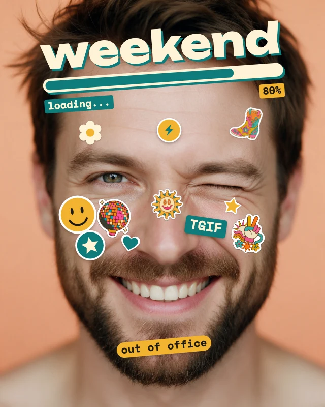 Weekend loading sticker face post template
