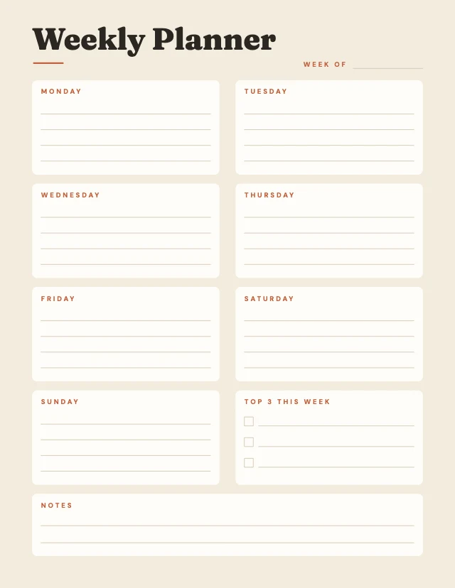 Weekly planner template