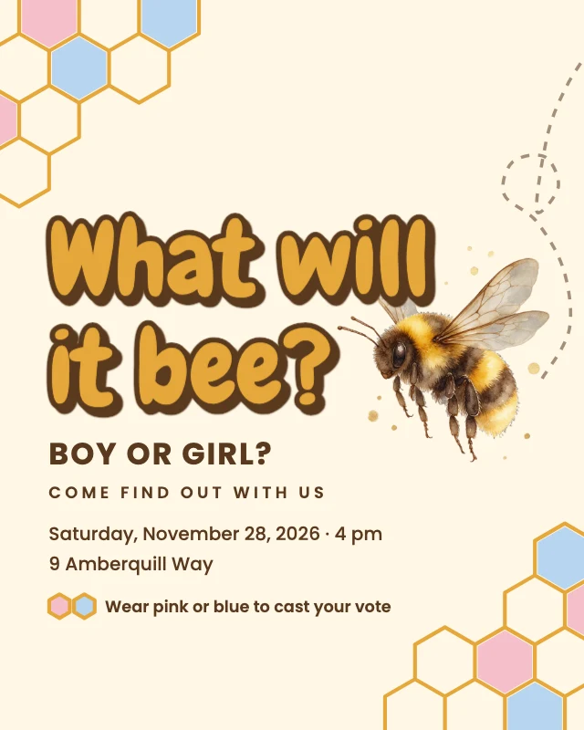 Bee gender reveal post template