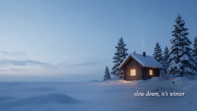 Winter cabin desktop wallpaper template
