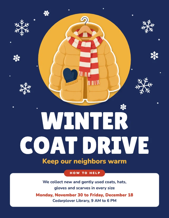 Winter coat drive flyer template
