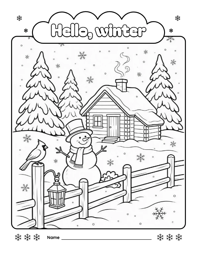 Winter coloring page template