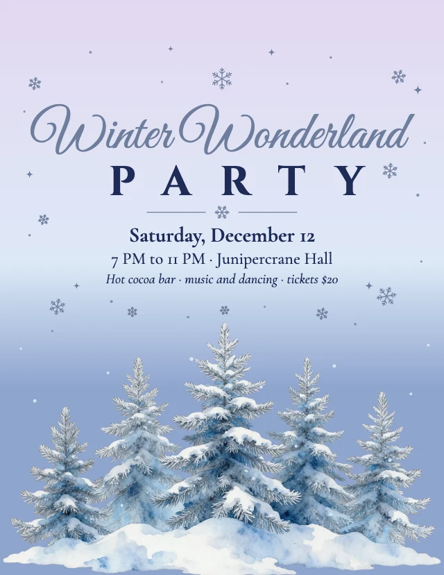 Winter wonderland party flyer template