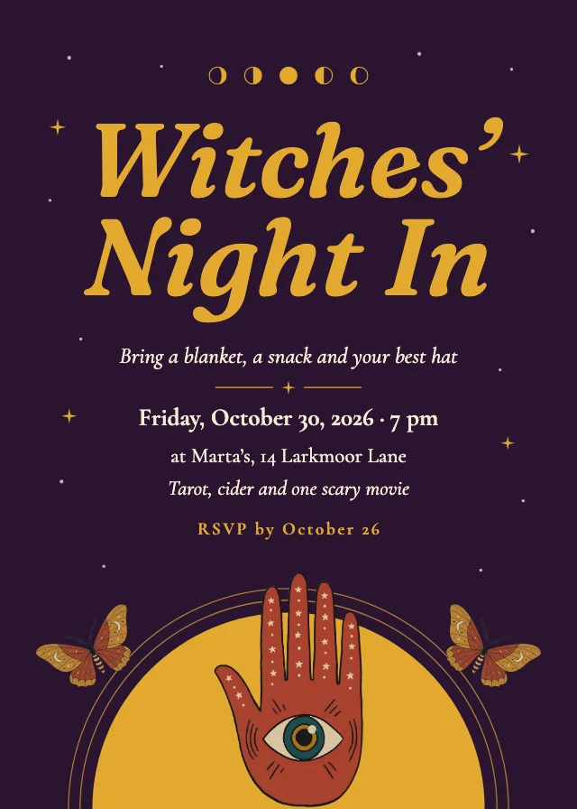 Witches' night in invitation template