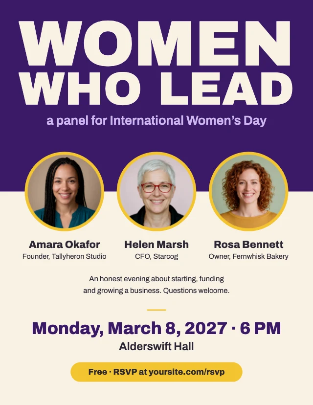 Women in business panel flyer template