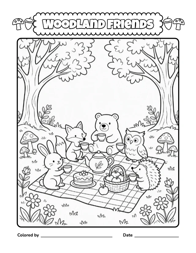 Cute animals coloring page template