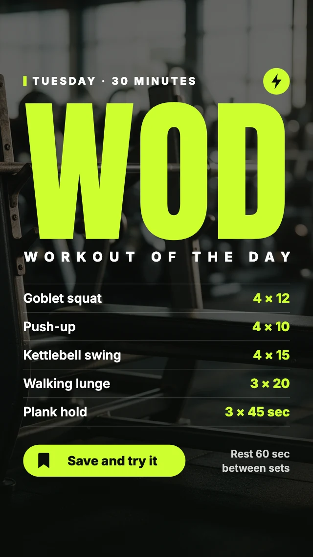 Workout of the day story template