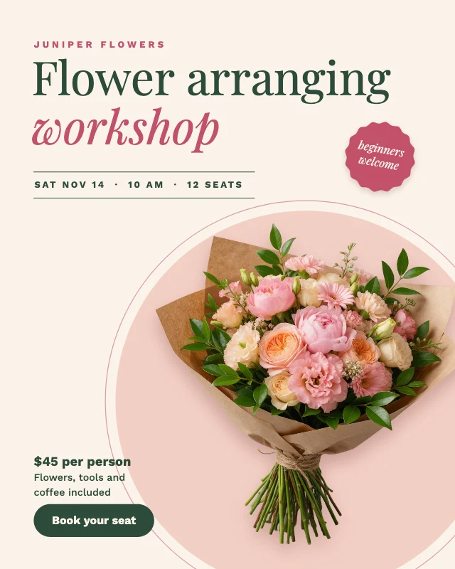 Flower workshop booking post template