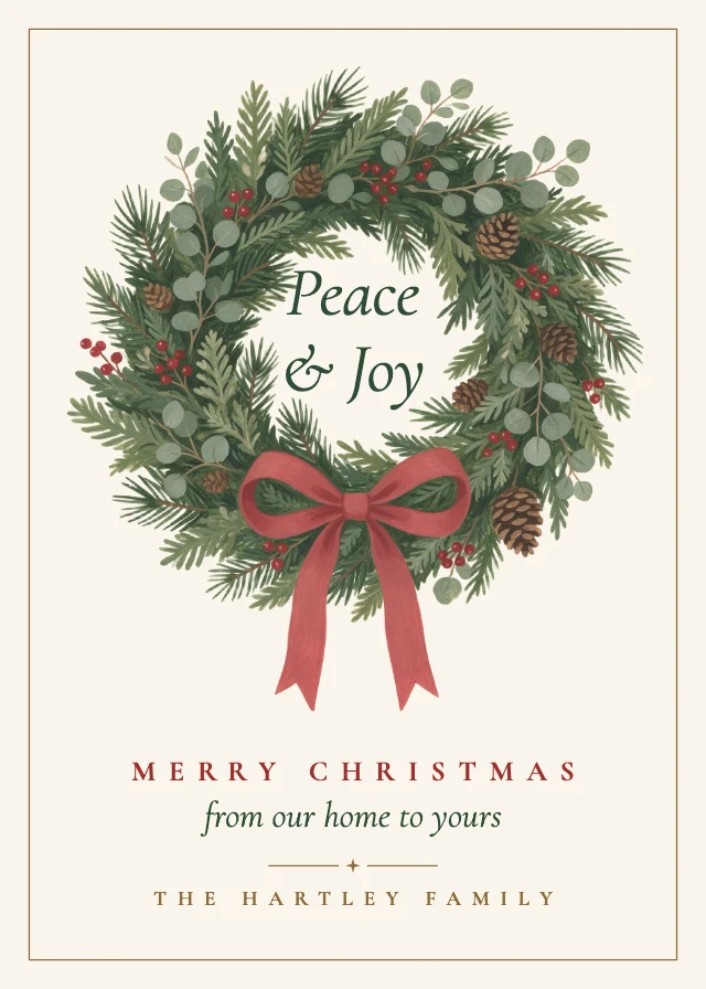 Wreath Christmas card template