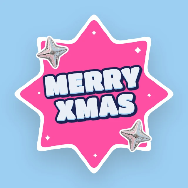 Y2K chrome Christmas sticker template