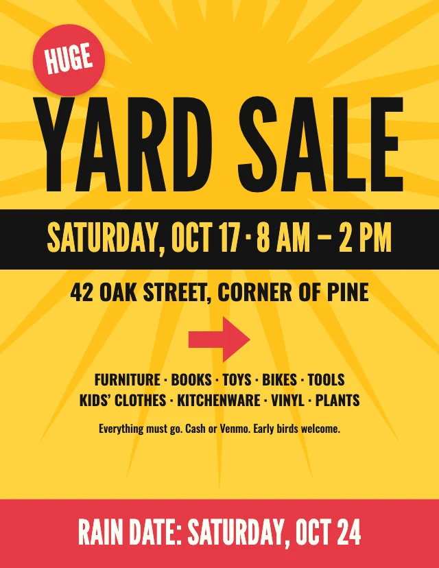 Yard sale flyer template