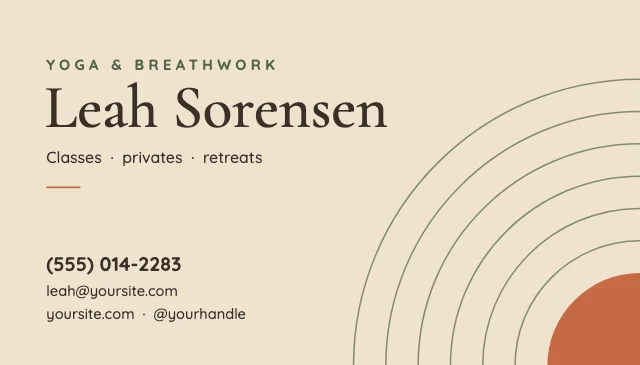Yoga instructor business card template