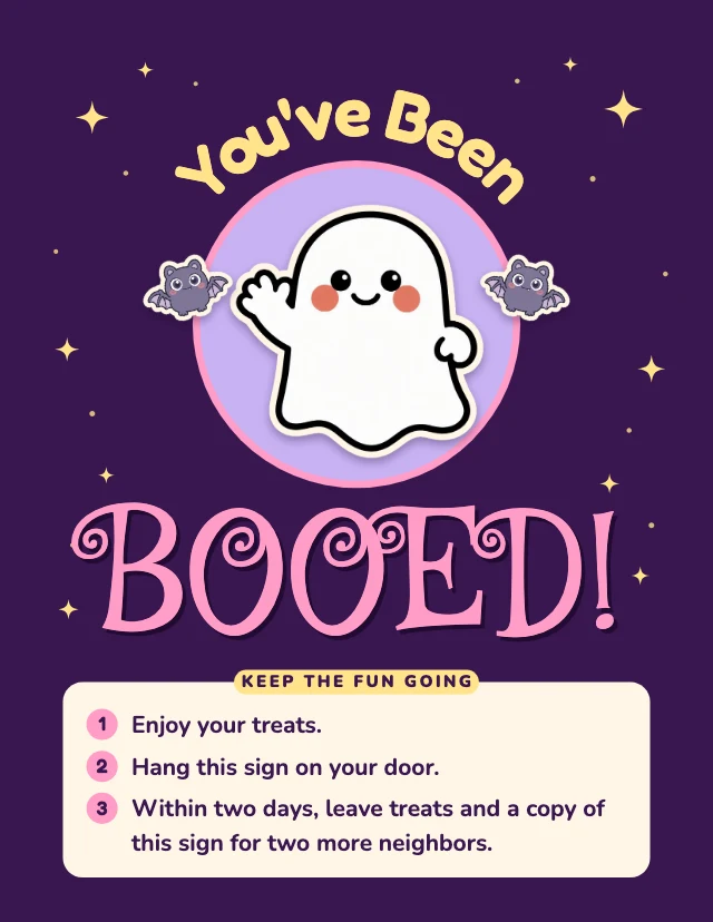 You've been booed sign template