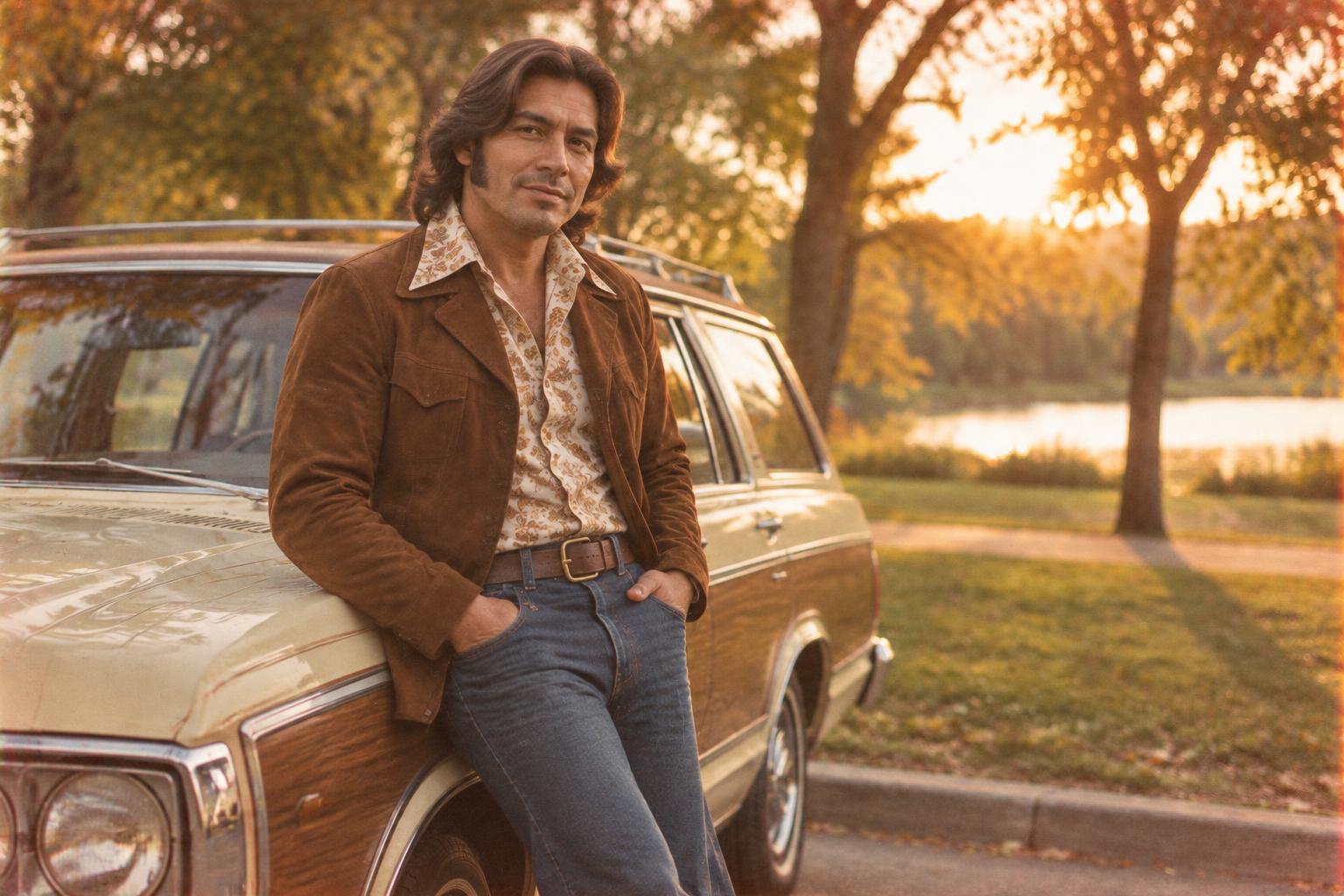 Park portrait with vintage wagon (after)