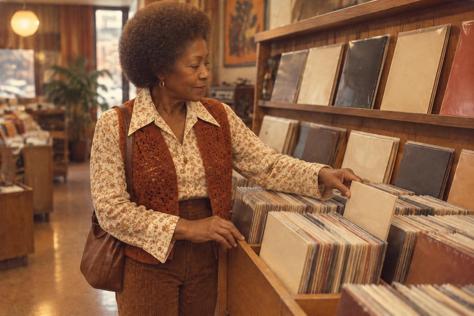 Record-store aisle in the 70s (after)