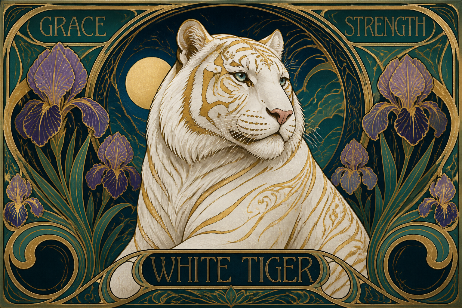 Art Nouveau white tiger