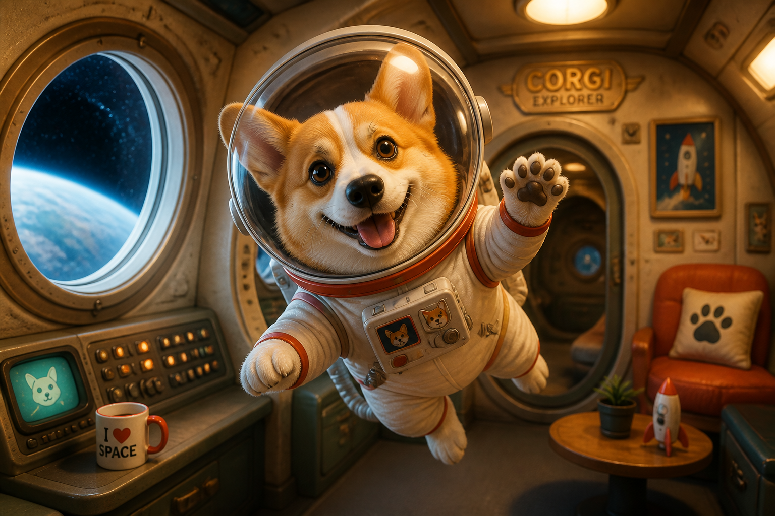 Corgi astronaut concept
