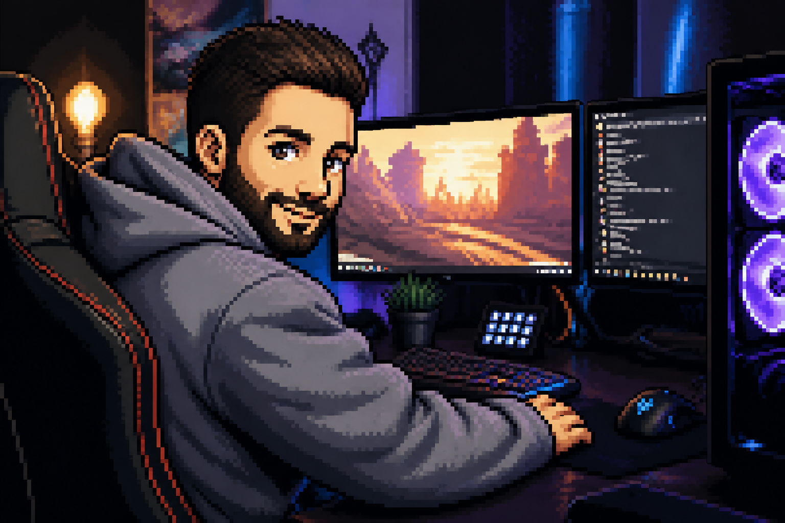 Pixel anime gamer (after)