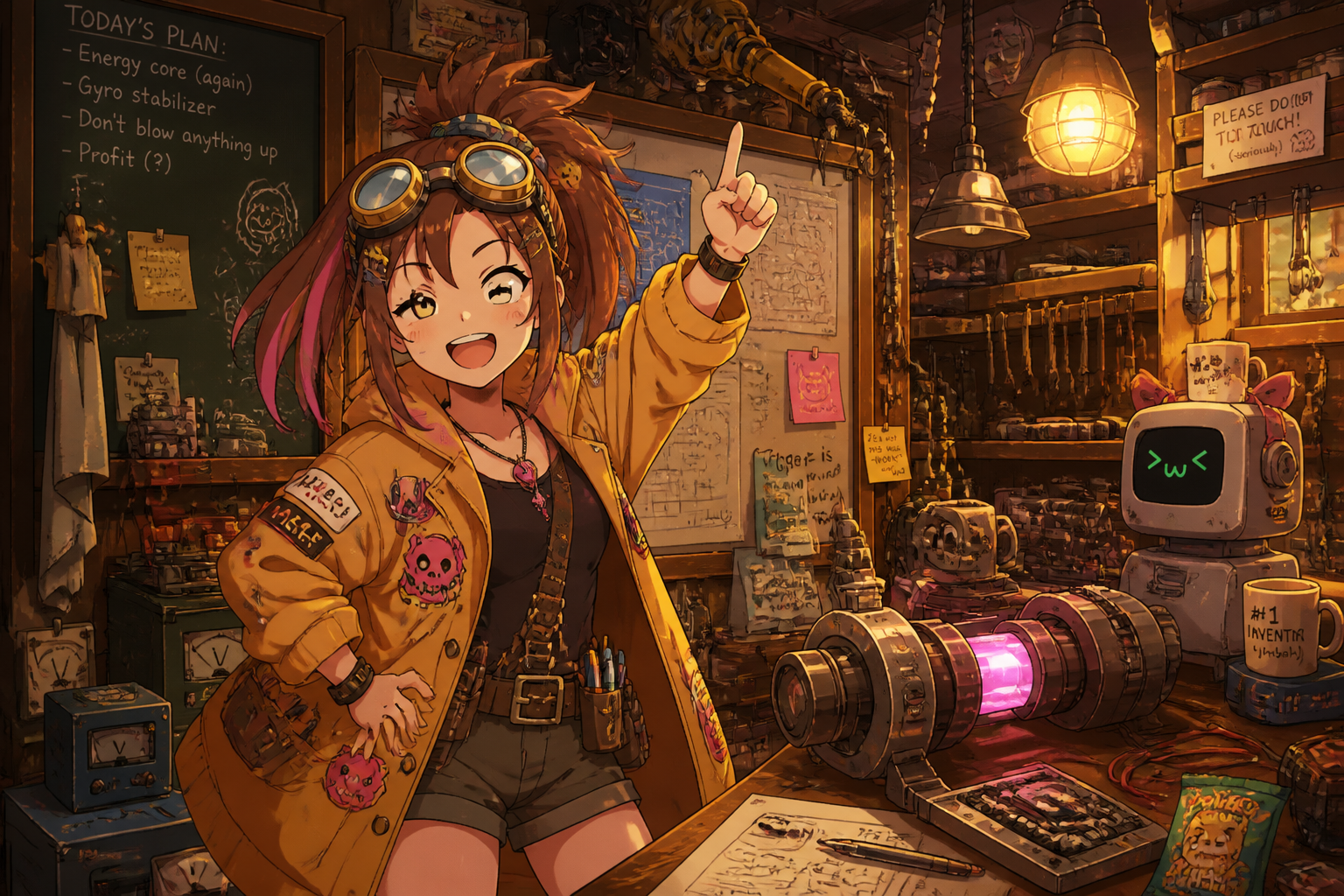 Inventor in a gadget workshop