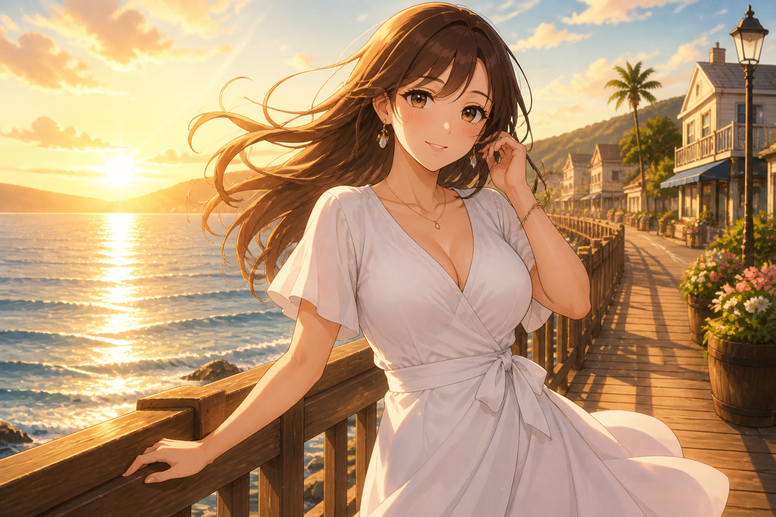 Summer seaside fashion look