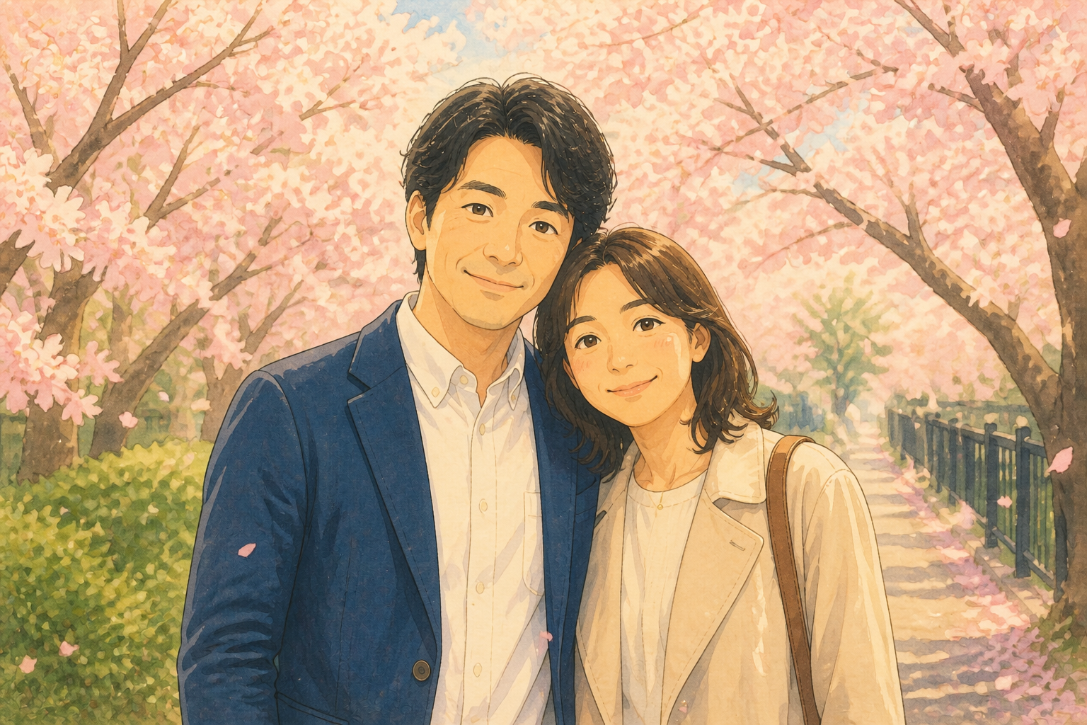 Ghibli watercolor couple (after)