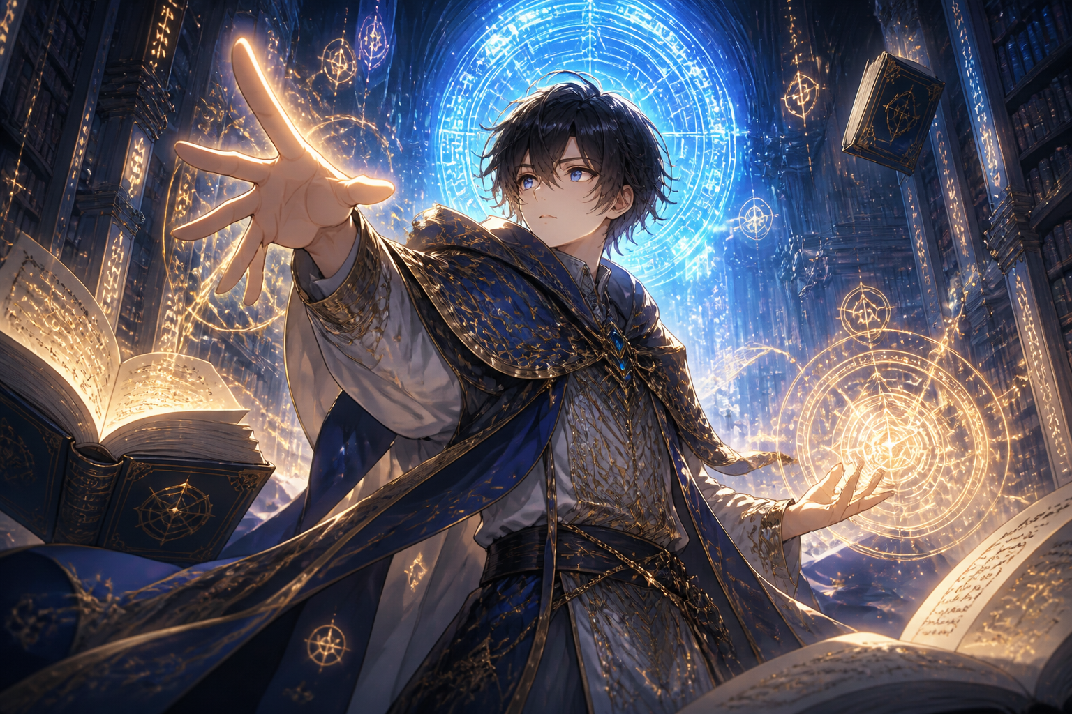 Mage in ancient library