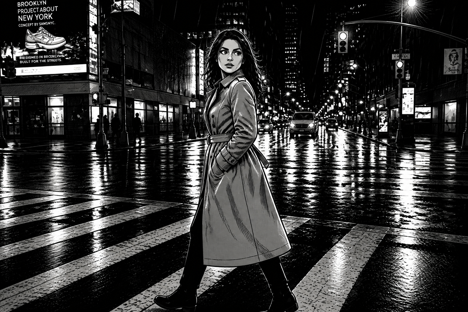 Manga noir night scene (after)