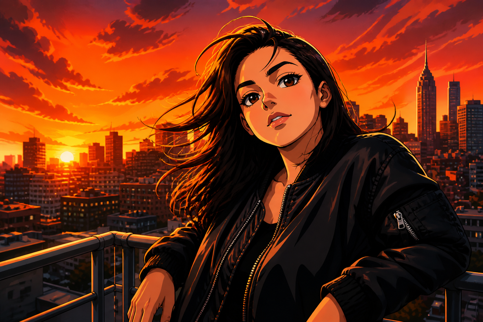 Action anime rooftop (after)