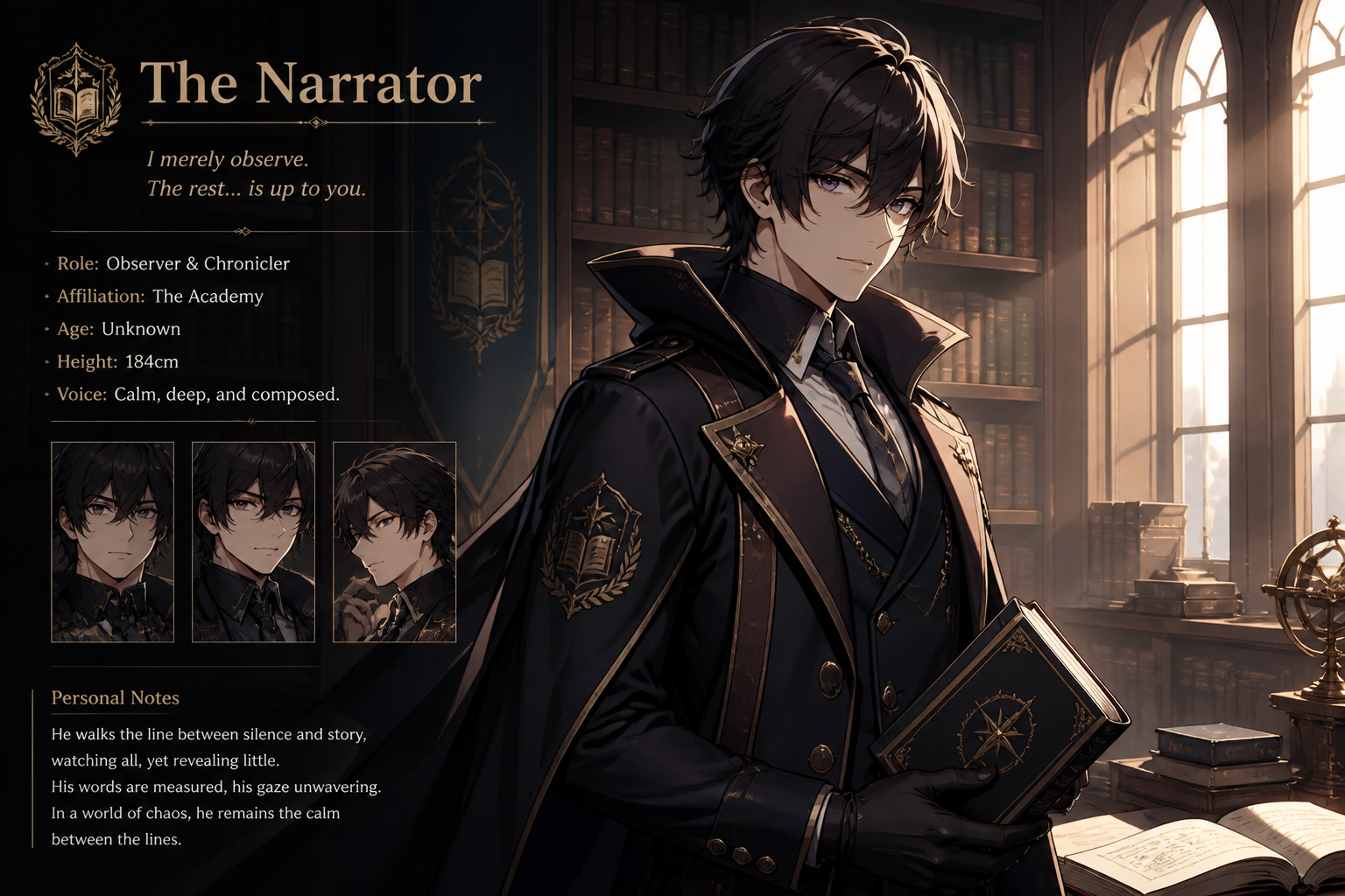 Calm narrator concept