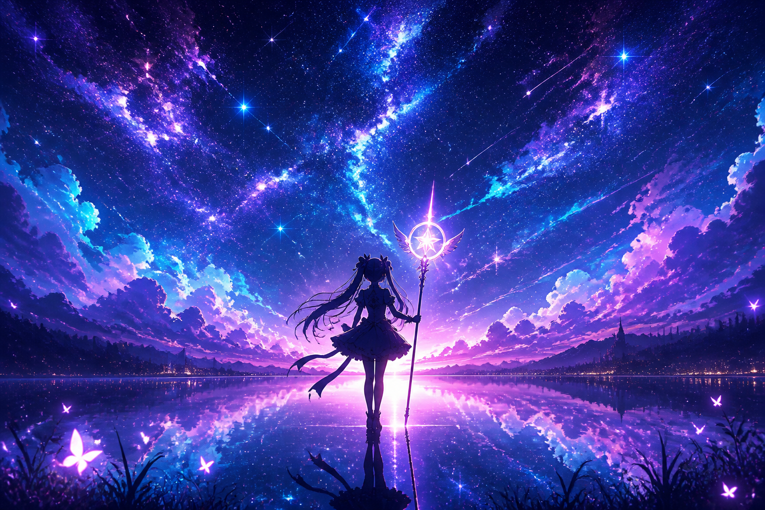 Starry magical girl scene