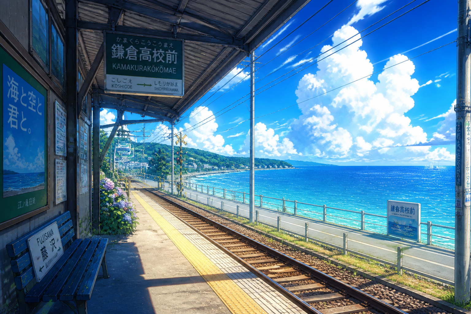 Seaside station in summer