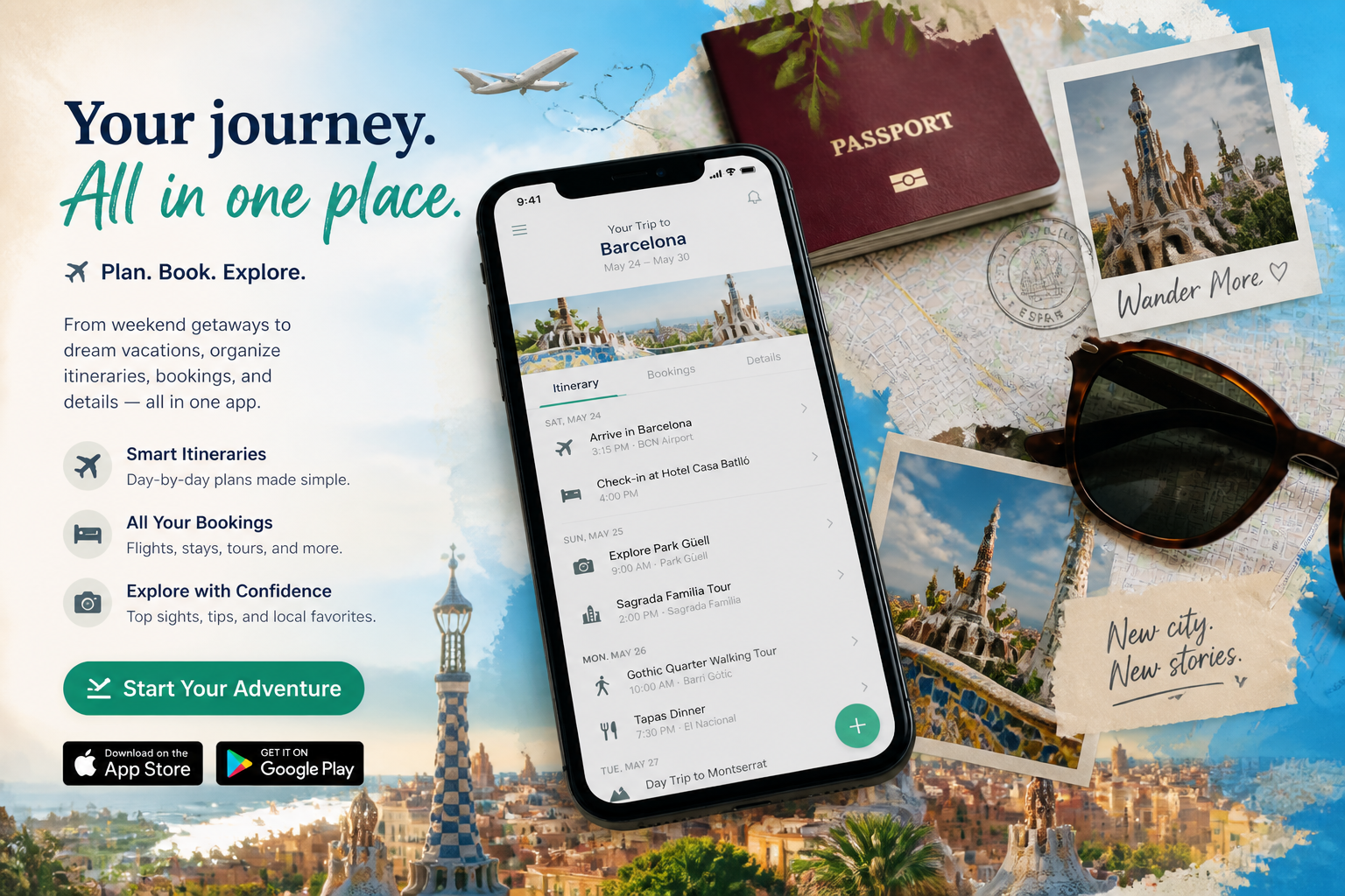 Travel app ad layout (after)