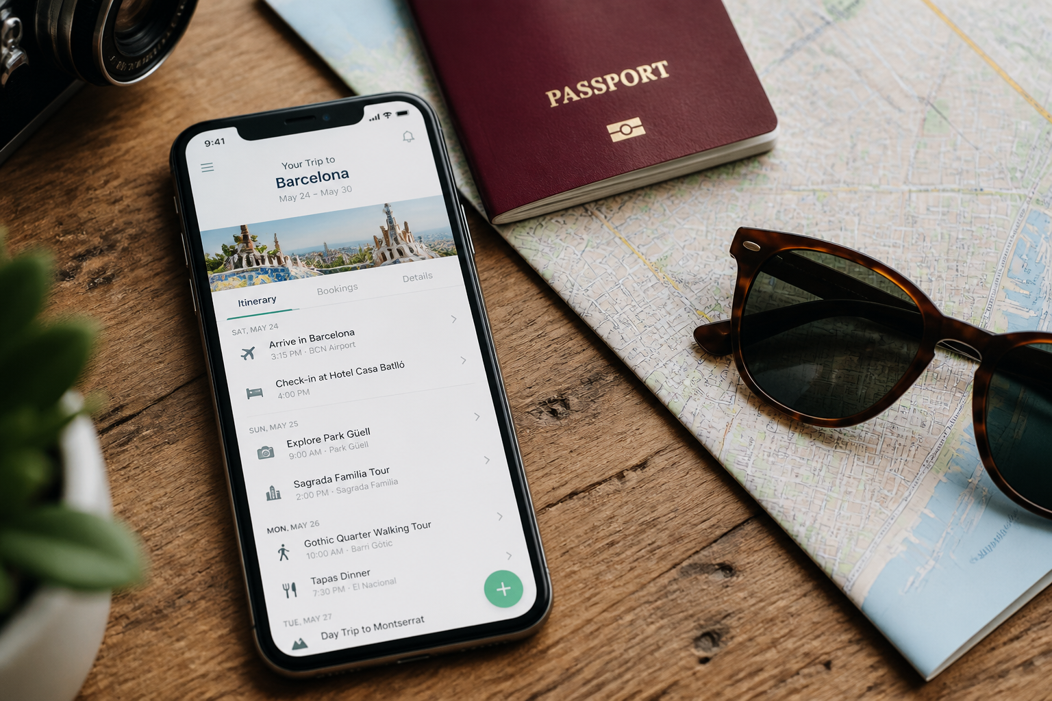 Travel app ad layout (before)
