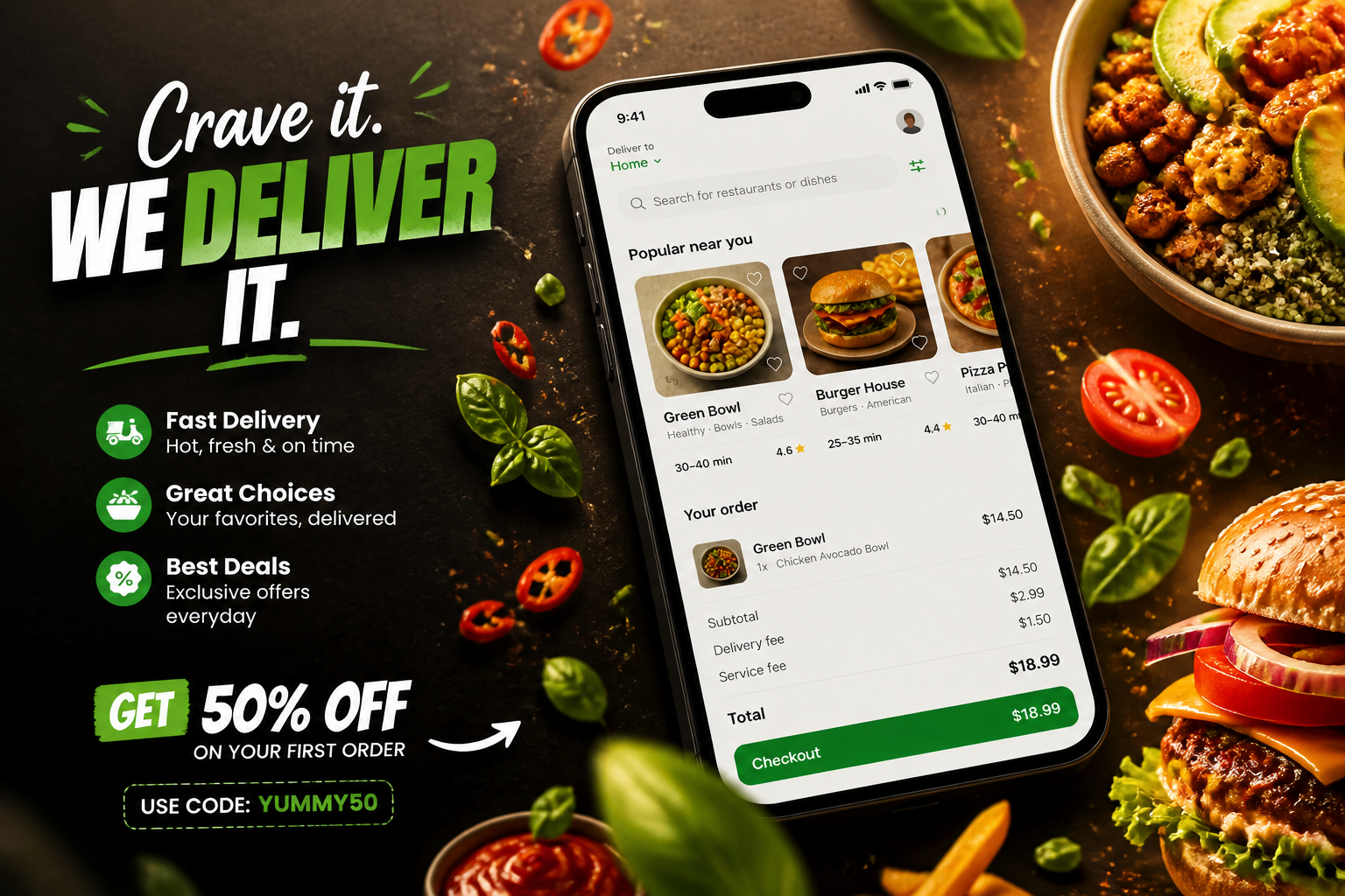 Food delivery promo ad (after)