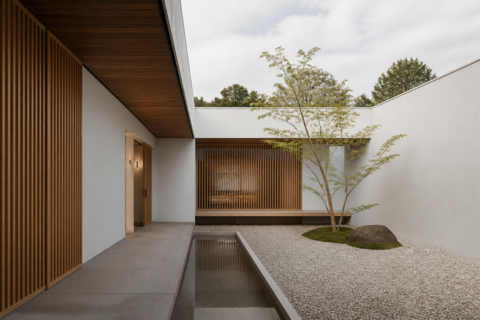 Japanese-inspired courtyard house