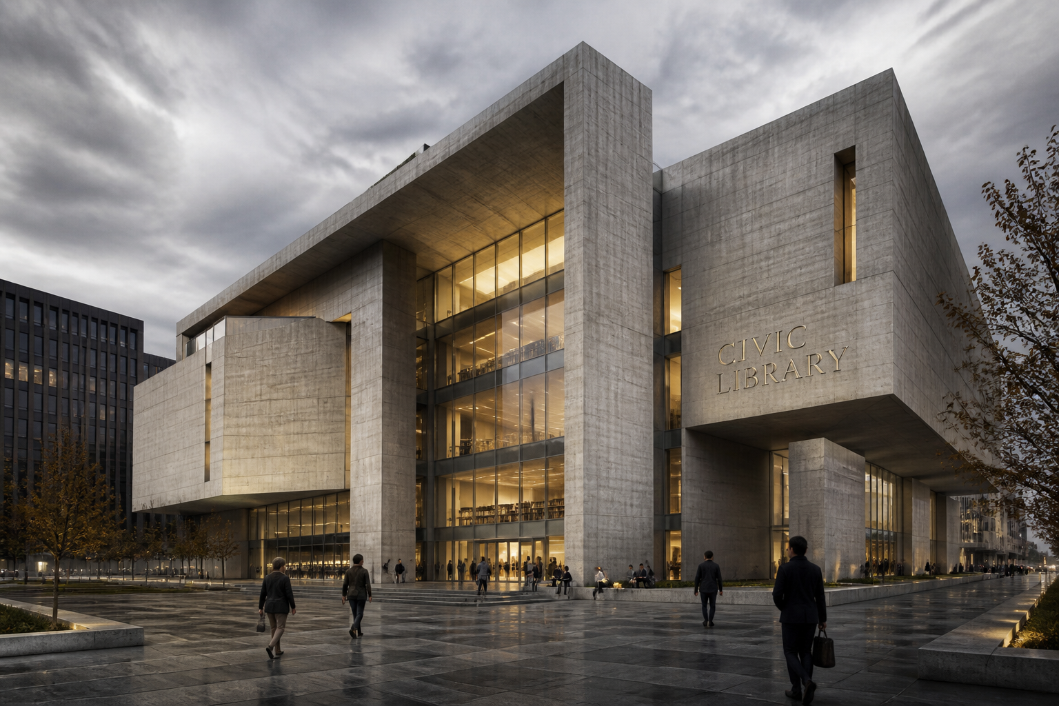 Brutalist library concept