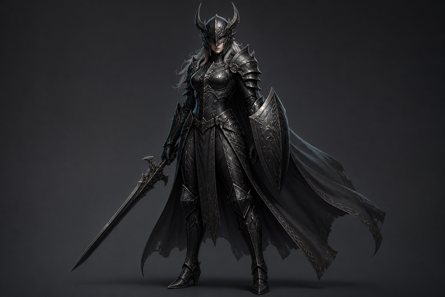 Dark fantasy black plate armor