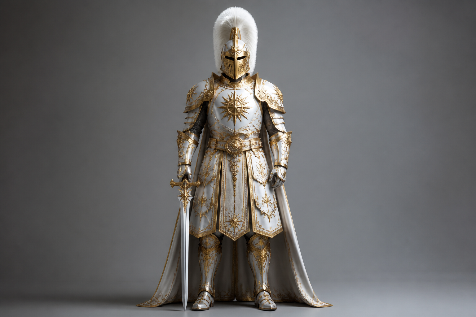 White and gold ceremonial armor
