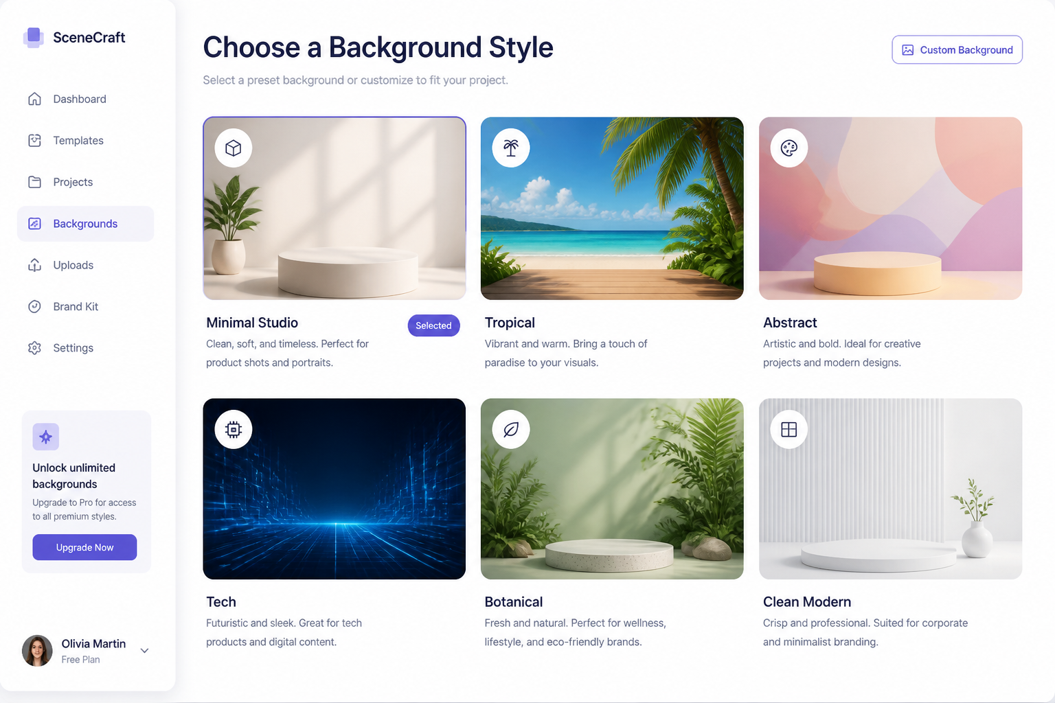 Pick a background style