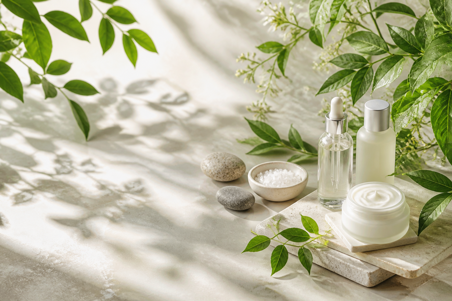 Botanical skincare backdrop