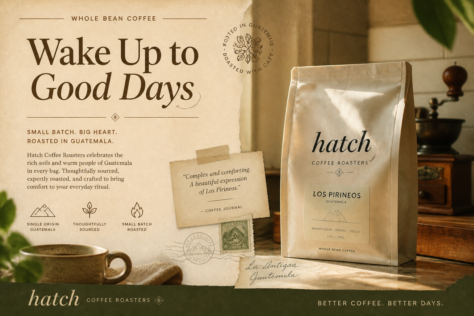 Vintage editorial coffee ad (after)