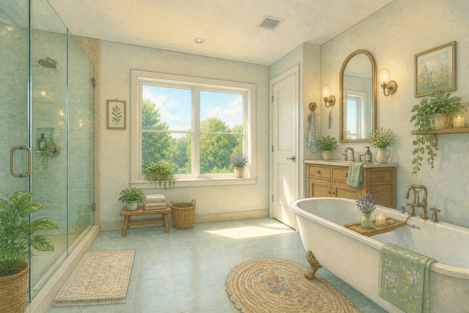 Ghibli watercolor bath (after)