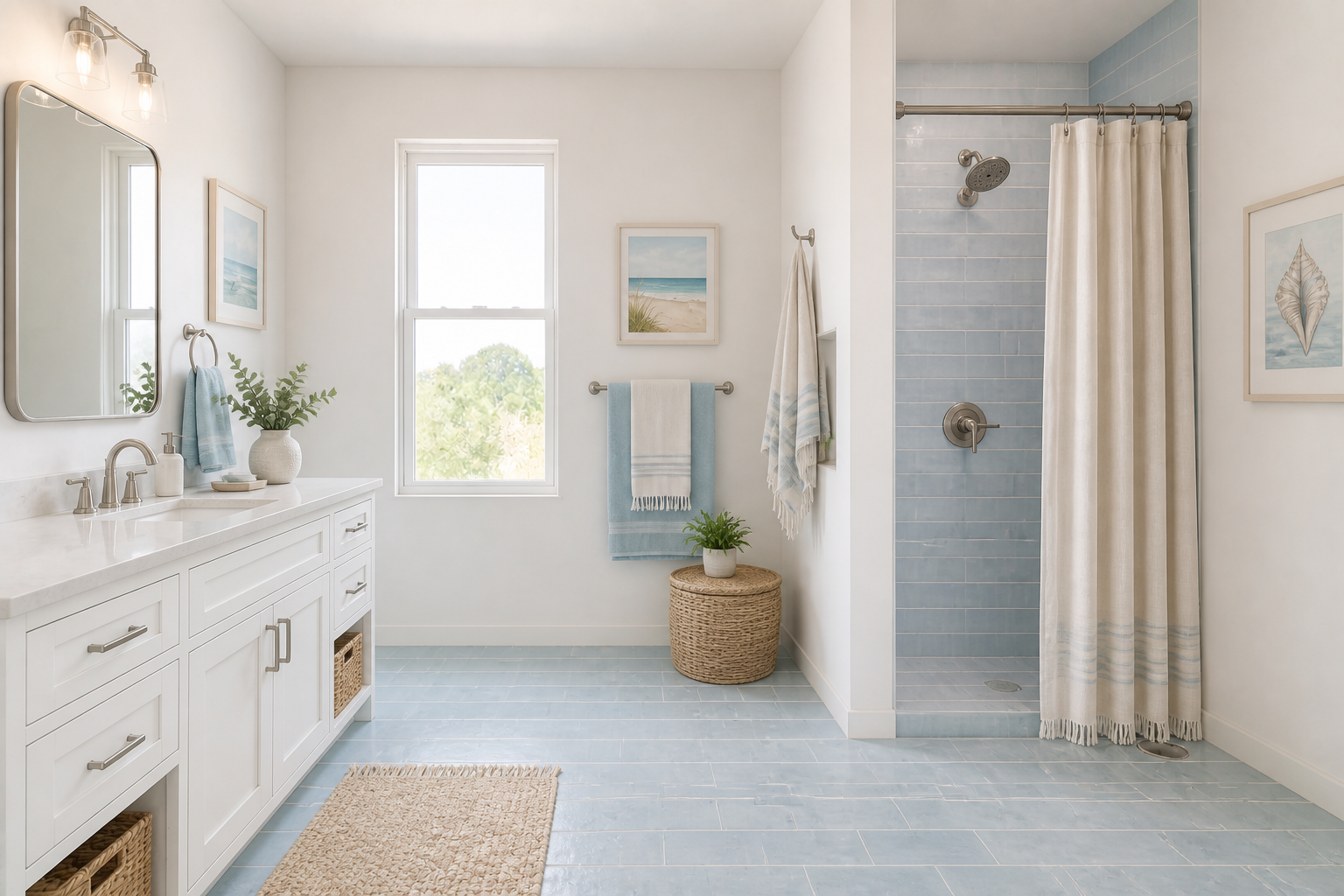 Coastal bathroom design (after)